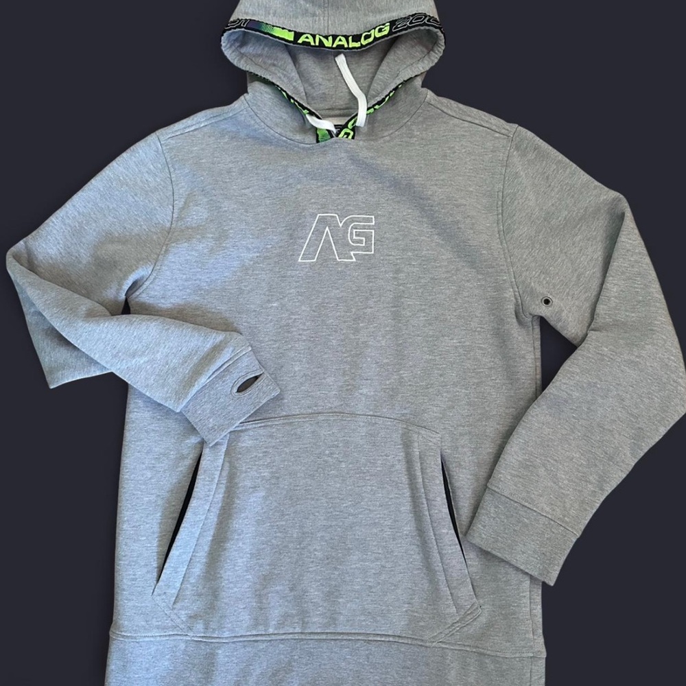Analog Gray Hoodie with Logo Accent